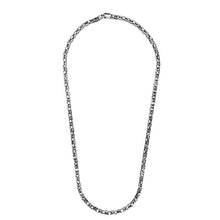 Load image into Gallery viewer, Silver 5mm Men&#39;s Gunmetal Byzantine Chain Necklace
