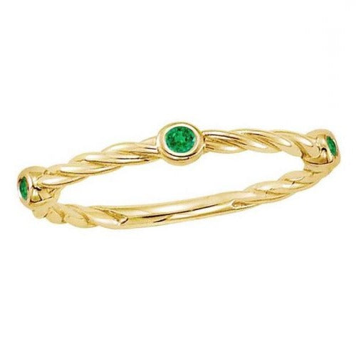 0.10ctw Emerald Stackable Ring