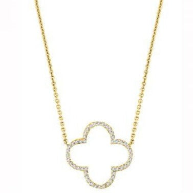 14k 0.20ctw Diamond Clover Necklace